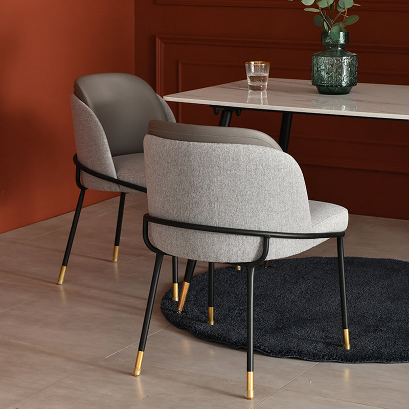 Sillas de comedor sin brazos de tela Glam, silla de comedor de metal para uso doméstico