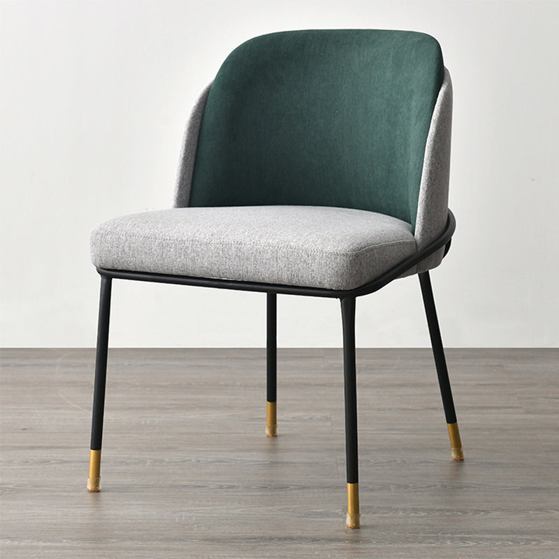 Sillas de comedor sin brazos de tela Glam, silla de comedor de metal para uso doméstico