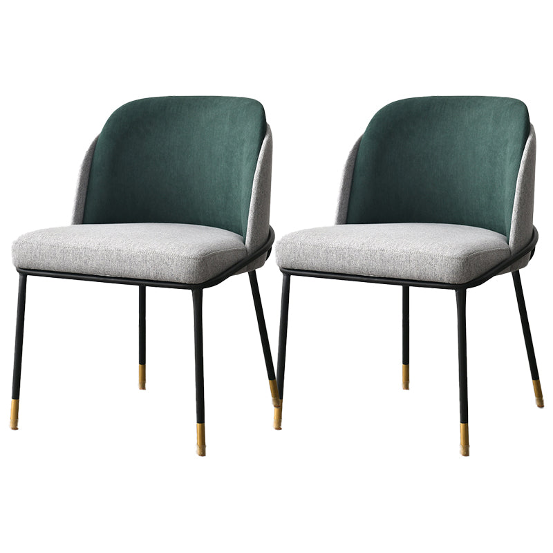Sillas de comedor sin brazos de tela Glam, silla de comedor de metal para uso doméstico