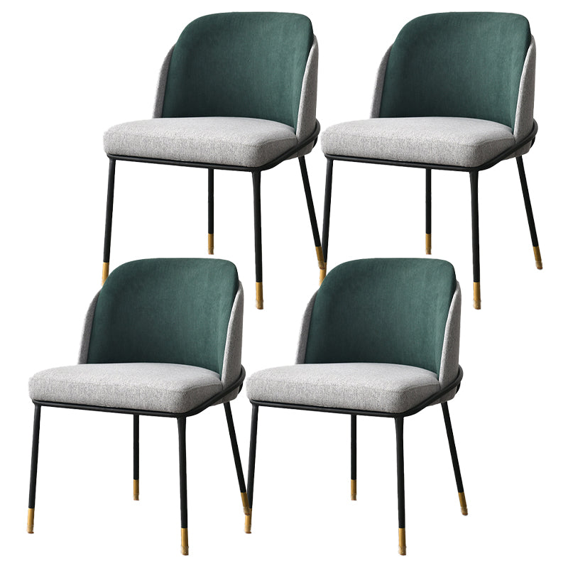 Sillas de comedor sin brazos de tela Glam, silla de comedor de metal para uso doméstico