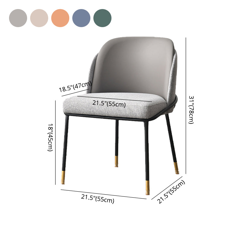 Sillas de comedor sin brazos de tela Glam, silla de comedor de metal para uso doméstico