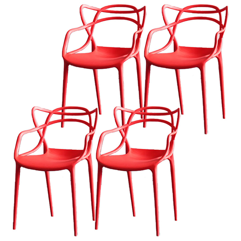 Sillas contemporáneas que cenan las sillas laterales de la parte posterior abierta del brazo con las piernas plásticas para la cocina