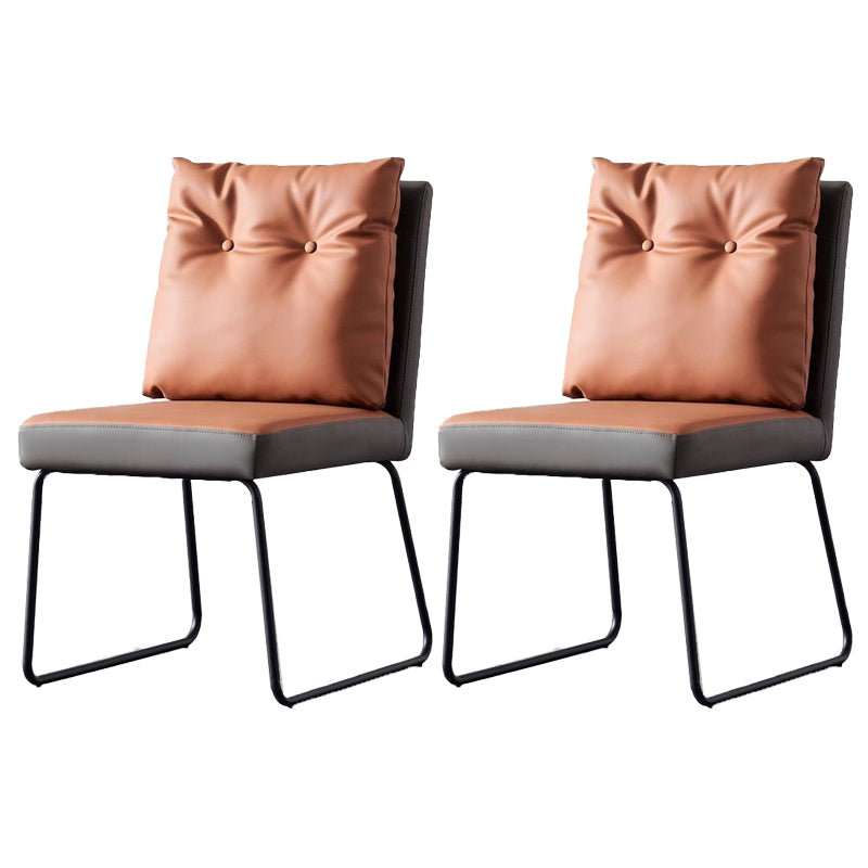 Modern Leather Living Room Side Chair Solid Back Matte Finish Dining Chair