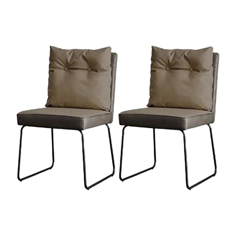 Modern Leather Living Room Side Chair Solid Back Matte Finish Dining Chair
