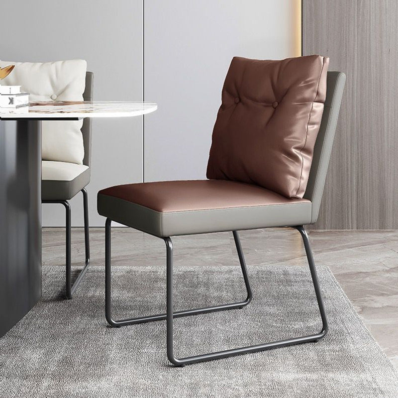 Silla lateral de cuero moderna para sala de estar, silla de comedor con respaldo sólido y acabado mate