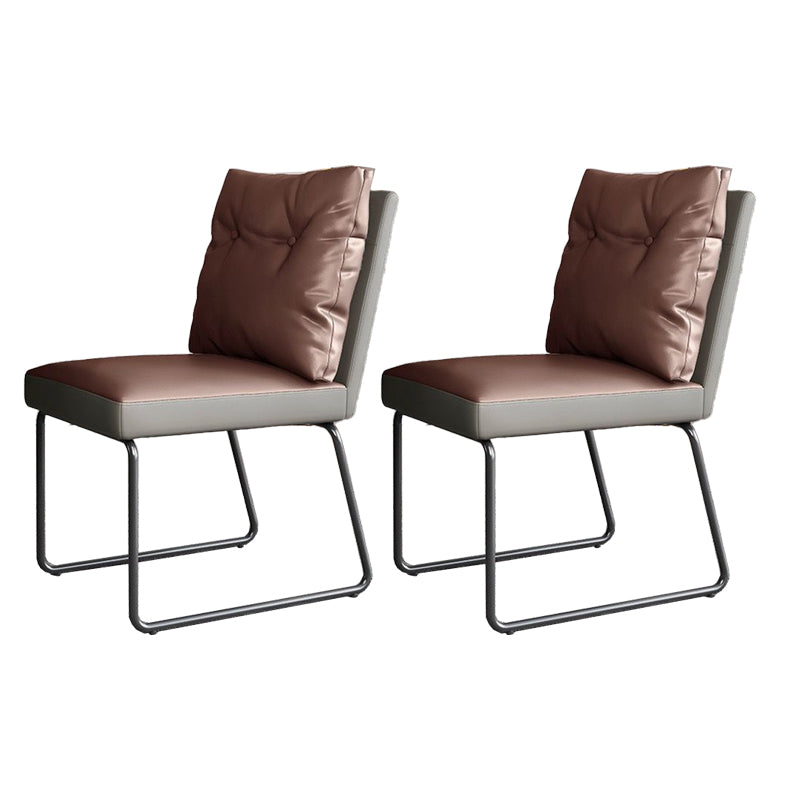 Silla lateral de cuero moderna para sala de estar, silla de comedor con respaldo sólido y acabado mate