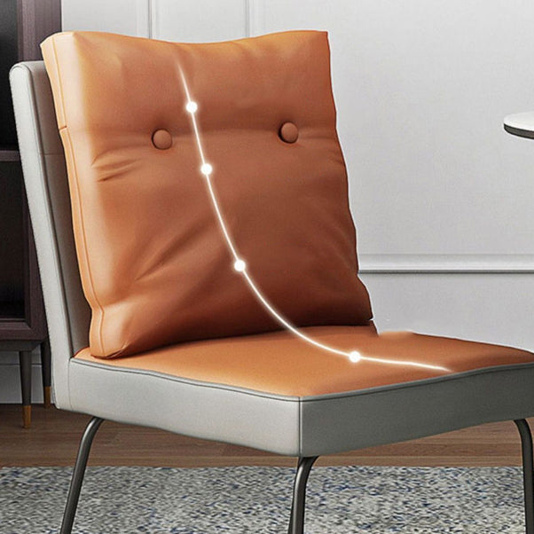 Silla lateral de cuero moderna para sala de estar, silla de comedor con respaldo sólido y acabado mate
