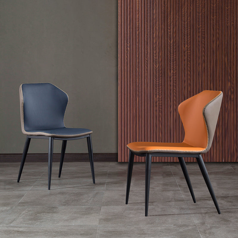 Sillas de comedor de piel sintética de estilo industrial Silla lateral con respaldo lateral