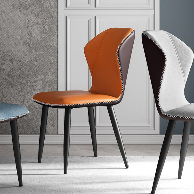 Silla de comedor sin brazos con respaldo industrial, sillas de comedor de piel sintética para uso doméstico