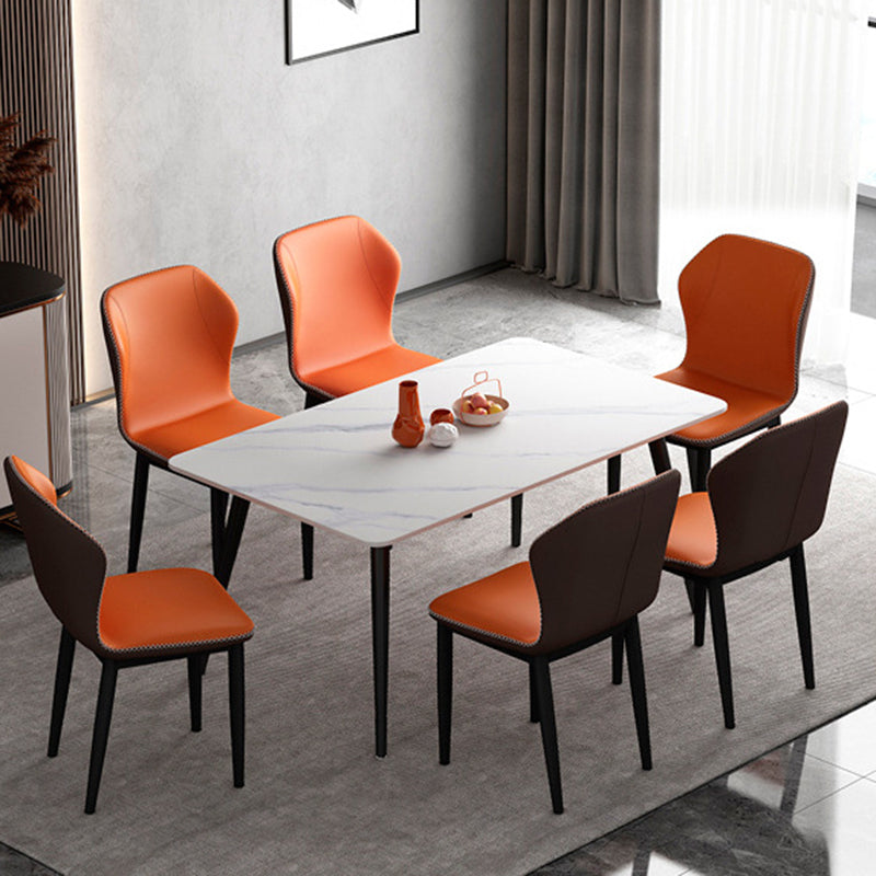 Silla de comedor sin brazos con respaldo industrial, sillas de comedor de piel sintética para uso doméstico