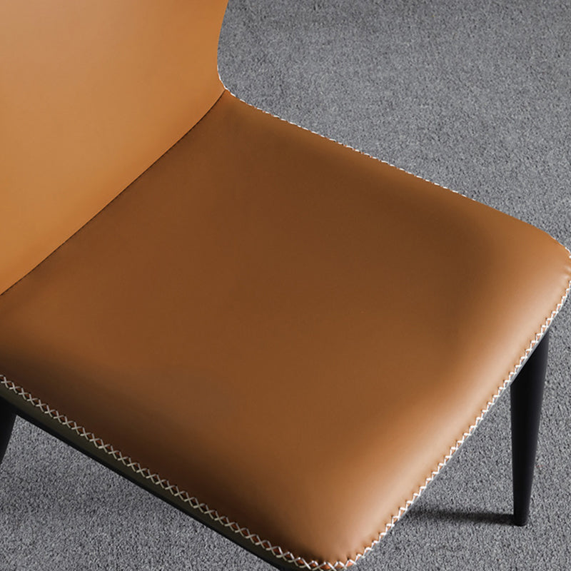 Silla de comedor sin brazos con respaldo industrial, sillas de comedor de piel sintética para uso doméstico
