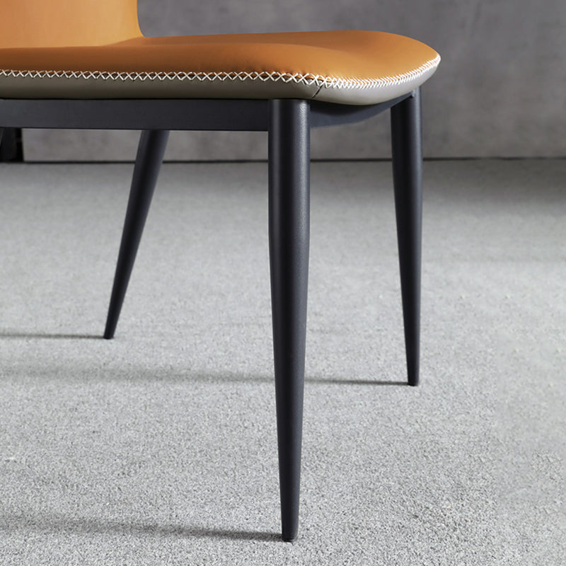 Silla de comedor sin brazos con respaldo industrial, sillas de comedor de piel sintética para uso doméstico