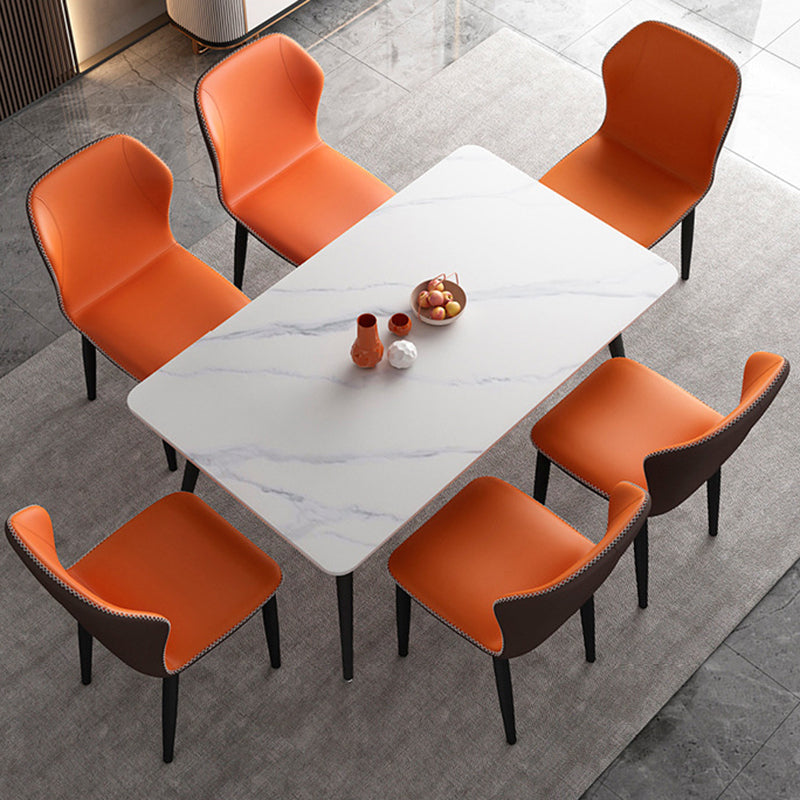 Silla de comedor sin brazos con respaldo industrial, sillas de comedor de piel sintética para uso doméstico
