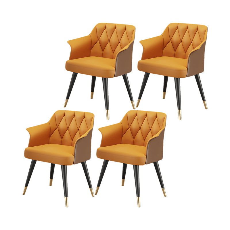 Silla de comedor con brazo de metal Glam, sillas laterales de piel sintética para uso doméstico