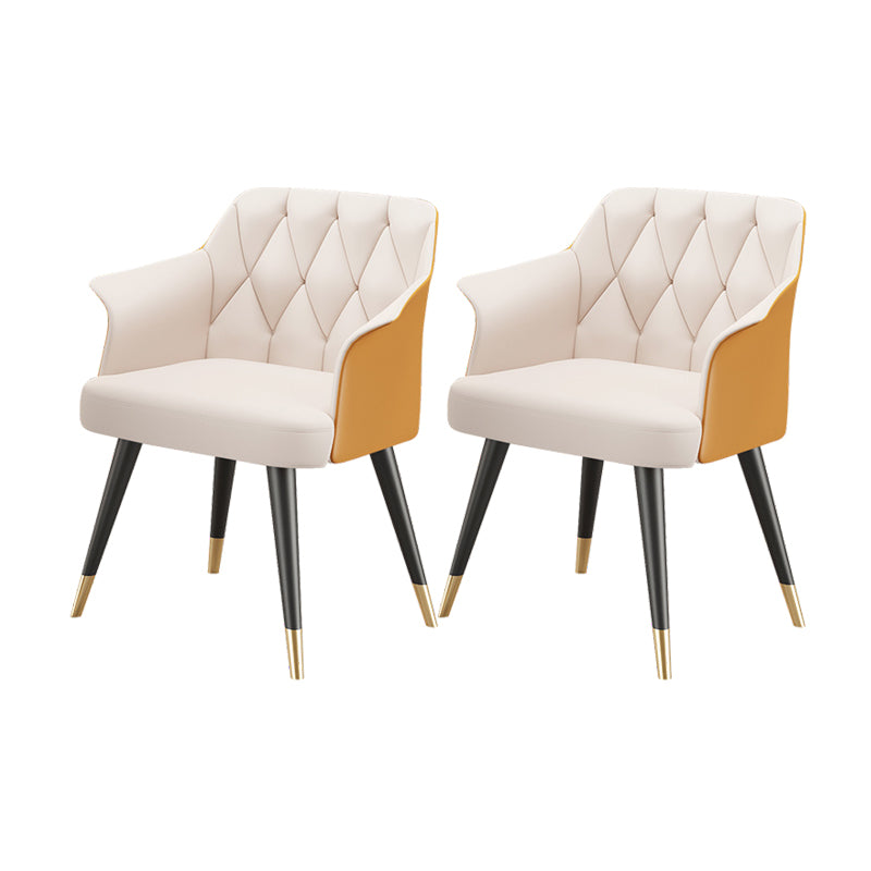 Silla de comedor con brazo de metal Glam, sillas laterales de piel sintética para uso doméstico