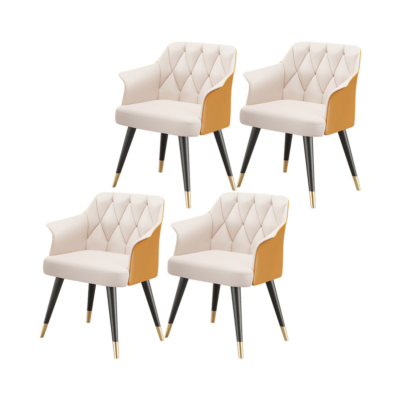 Silla de comedor con brazo de metal Glam, sillas laterales de piel sintética para uso doméstico