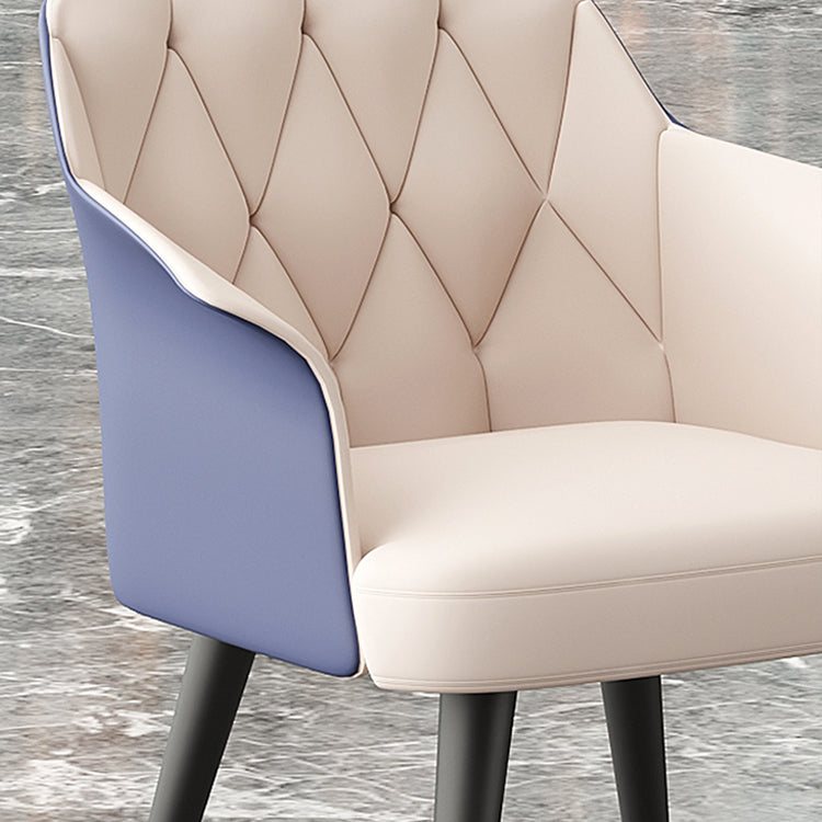 Silla de comedor con brazo de metal Glam, sillas laterales de piel sintética para uso doméstico