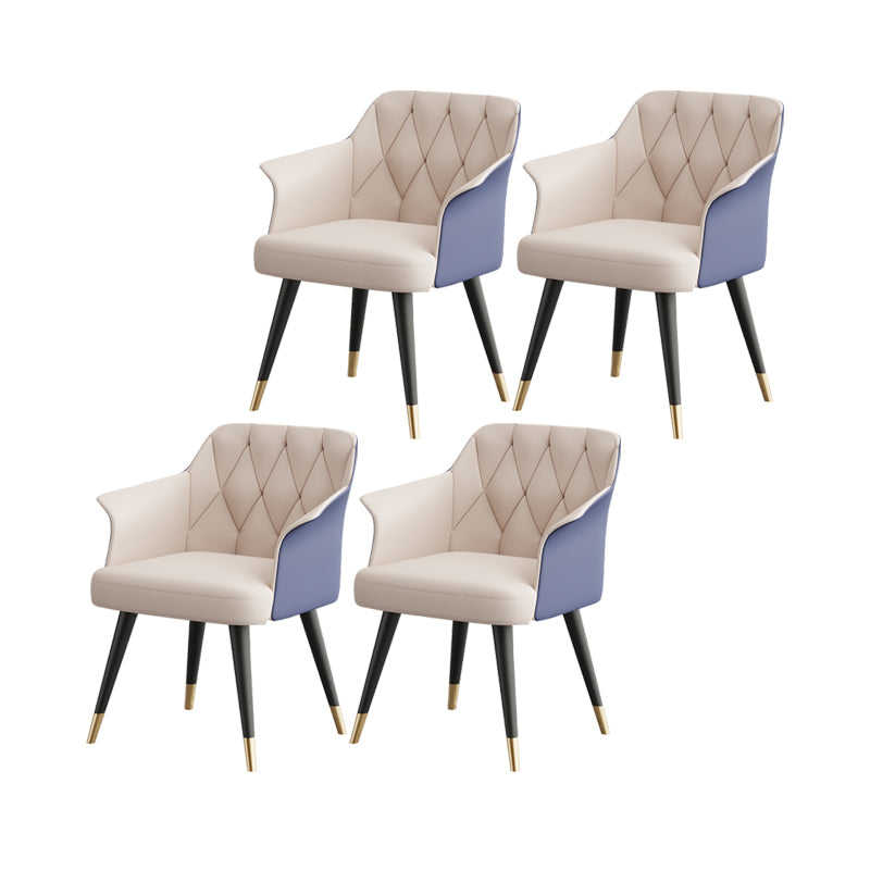 Silla de comedor con brazo de metal Glam, sillas laterales de piel sintética para uso doméstico