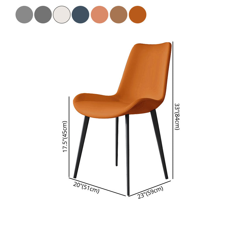 Silla de comedor estilo moderno, sillas sin brazos con patas de metal para cocina
