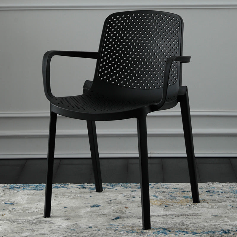 Scandinavian Plastic Dining Kitchen Room  Arm Chair Solid Back Chair