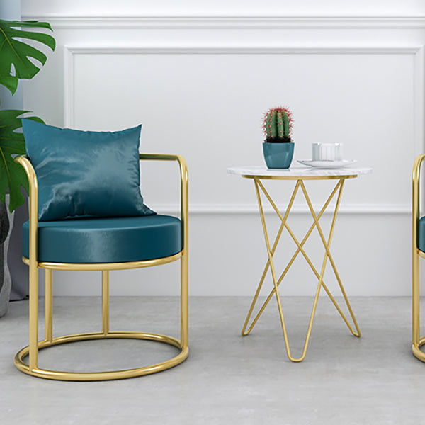 Sillas de comedor de metal Glam Silla lateral de terciopelo para uso doméstico