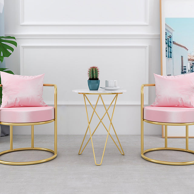 Sillas de comedor de metal Glam Silla lateral de terciopelo para uso doméstico