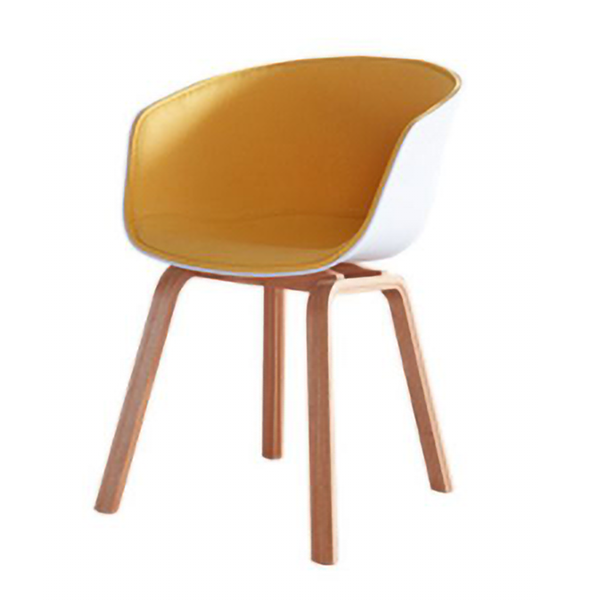 Contemporary Style Chair Dining Arm Chair with Wooden Legs for Kitchen