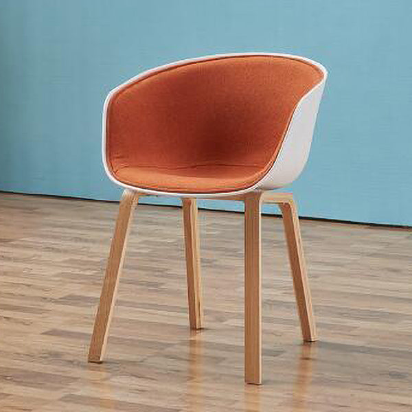 Contemporary Style Chair Dining Arm Chair with Wooden Legs for Kitchen