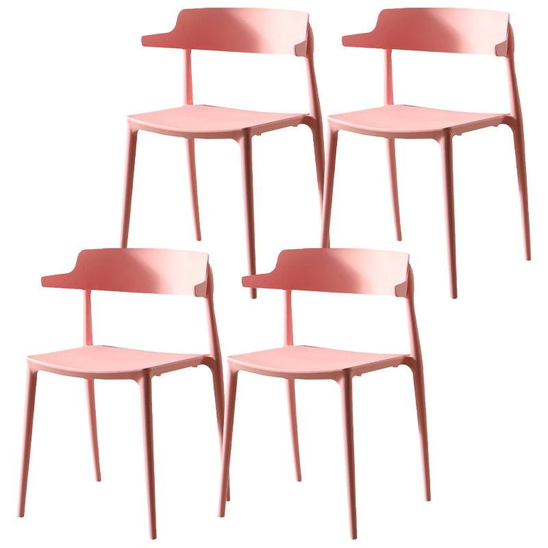 Silla sin brazos de comedor de plástico escandinavo, silla lateral con respaldo abierto