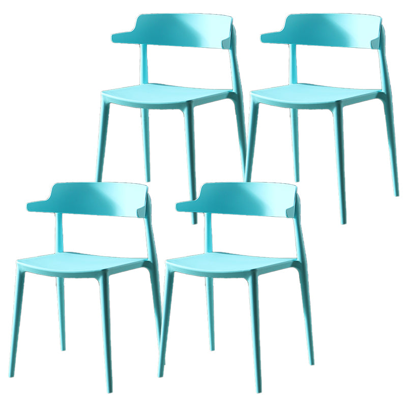 Silla sin brazos de comedor de plástico escandinavo, silla lateral con respaldo abierto