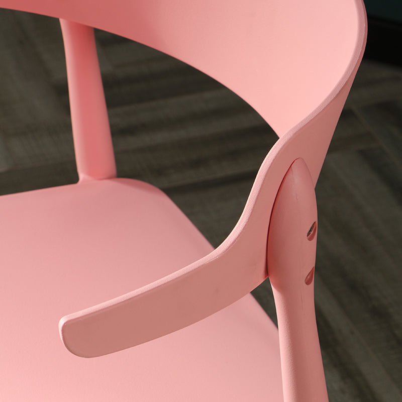 Silla sin brazos de comedor de plástico escandinavo, silla lateral con respaldo abierto