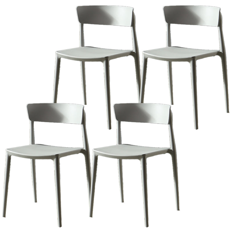 Silla sin brazos de comedor de plástico escandinavo, silla lateral con respaldo abierto