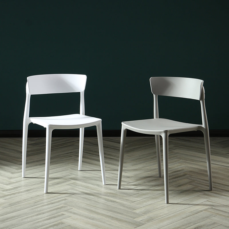 Silla sin brazos de comedor de plástico escandinavo, silla lateral con respaldo abierto