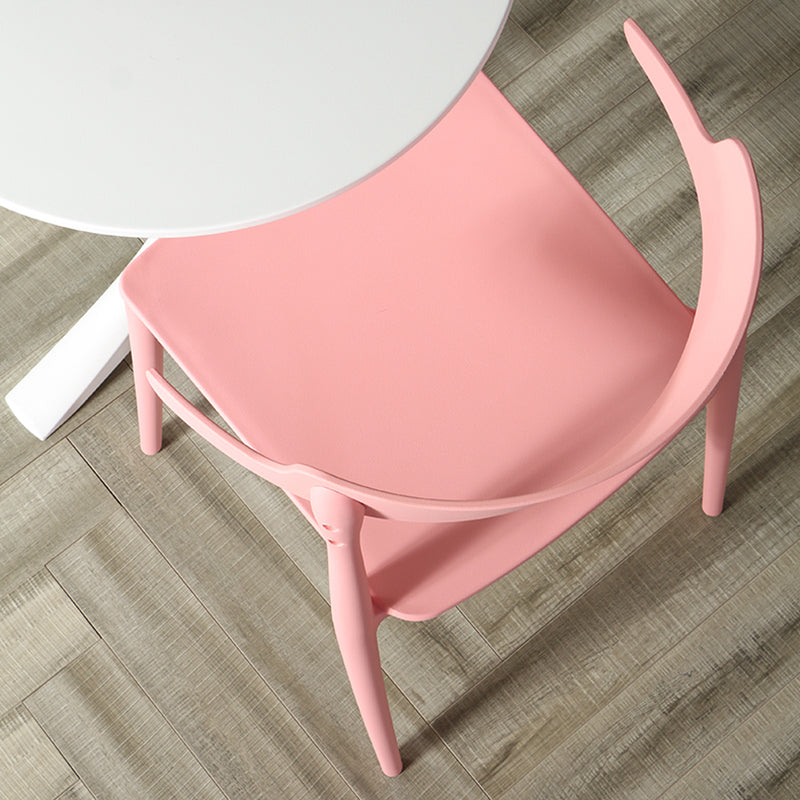 Silla sin brazos de comedor de plástico escandinavo, silla lateral con respaldo abierto