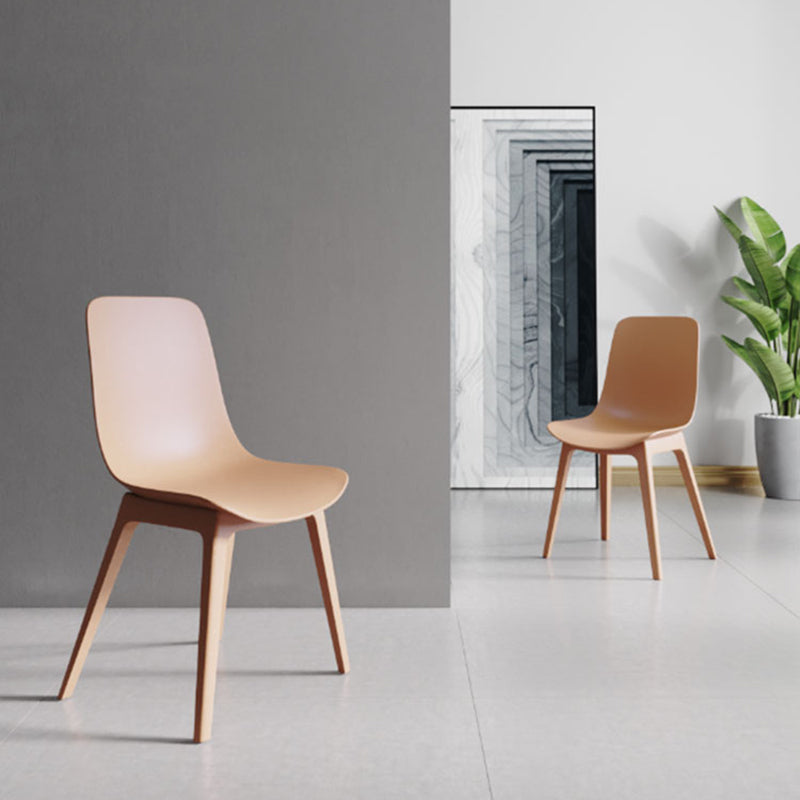 Silla escandinava sin brazos con respaldo sólido, sillas laterales de comedor de plástico
