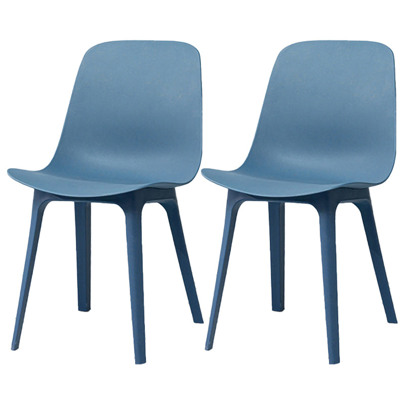 Scandinavian Armless Solid Back Chair Plastic Dining Side Chairs