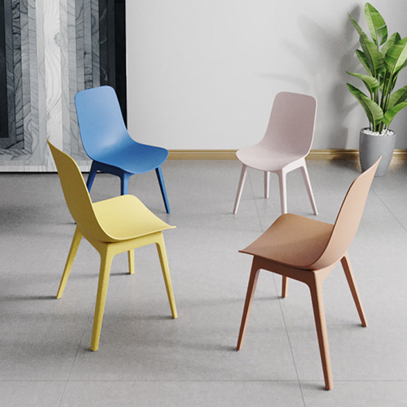 Silla escandinava sin brazos con respaldo sólido, sillas laterales de comedor de plástico