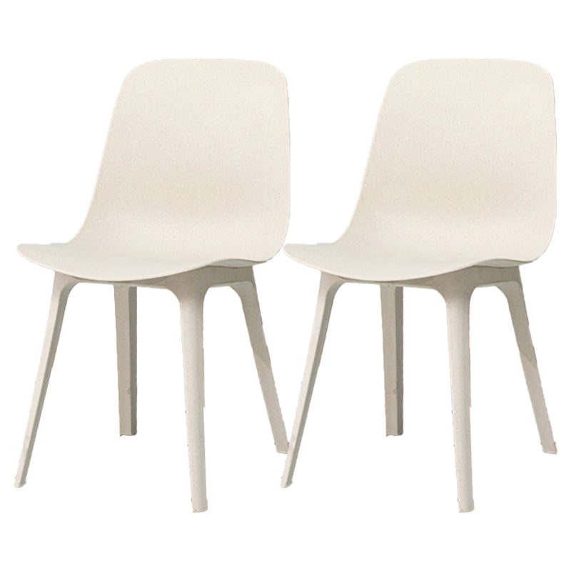 Scandinavian Armless Solid Back Chair Plastic Dining Side Chairs