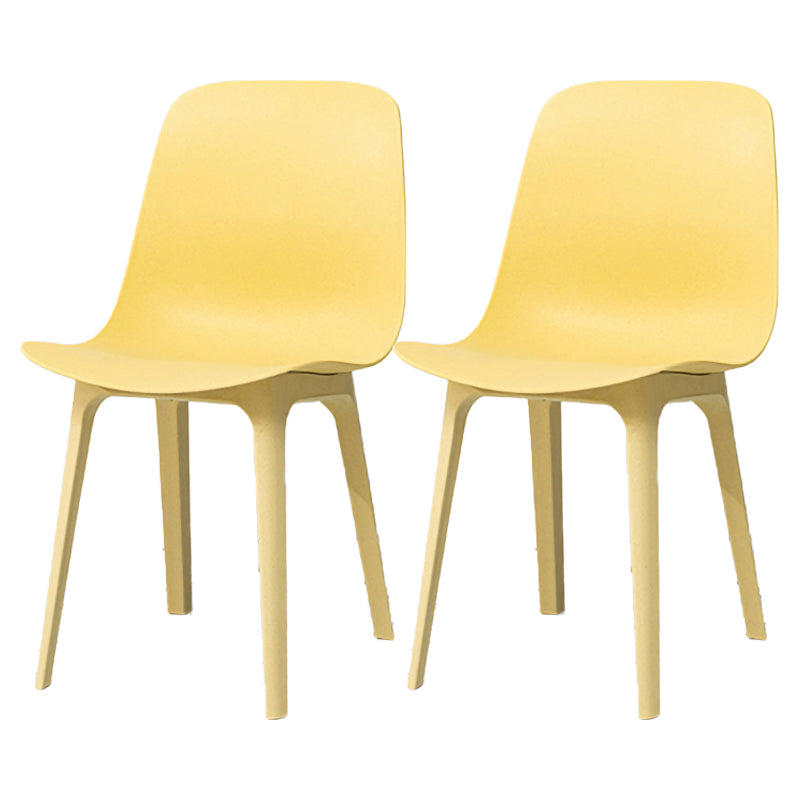 Scandinavian Armless Solid Back Chair Plastic Dining Side Chairs