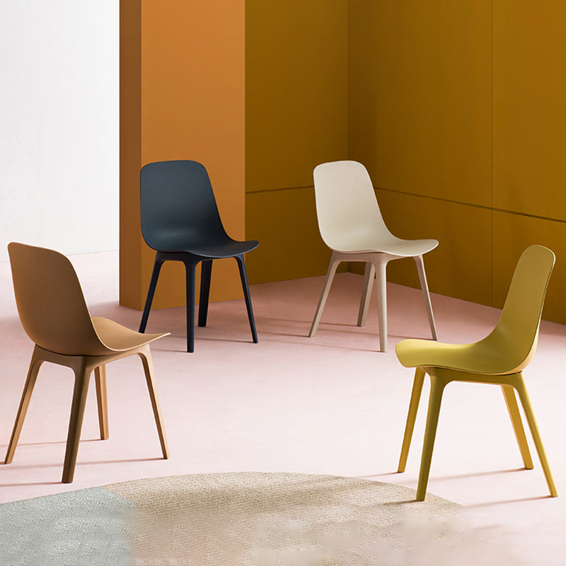 Silla escandinava sin brazos con respaldo sólido, sillas laterales de comedor de plástico