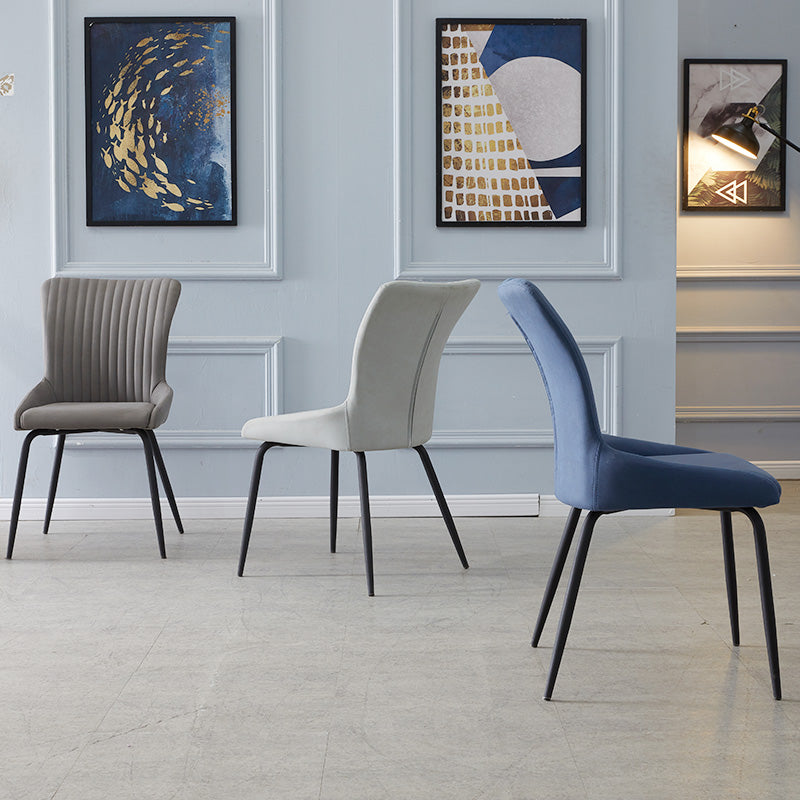 Silla lateral de cuero moderna para sala de estar Parsons Silla de comedor con acabado mate