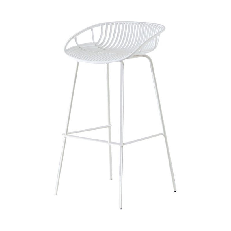 Nordic Metal Low Back Barstool Simple Indoor Tall Stool with Plastic Seat