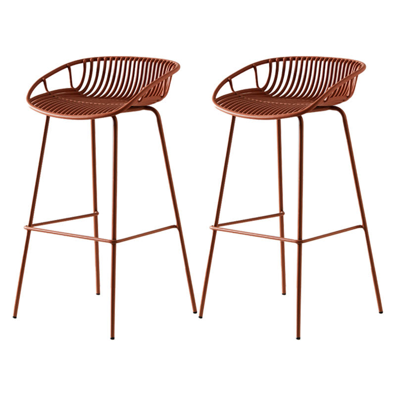 Nordic Metal Low Back Barstool Simple Indoor Tall Stool with Plastic Seat