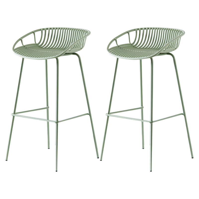 Nordic Metal Low Back Barstool Simple Indoor Tall Stool with Plastic Seat