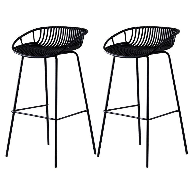 Nordic Metal Low Back Barstool Simple Indoor Tall Stool with Plastic Seat