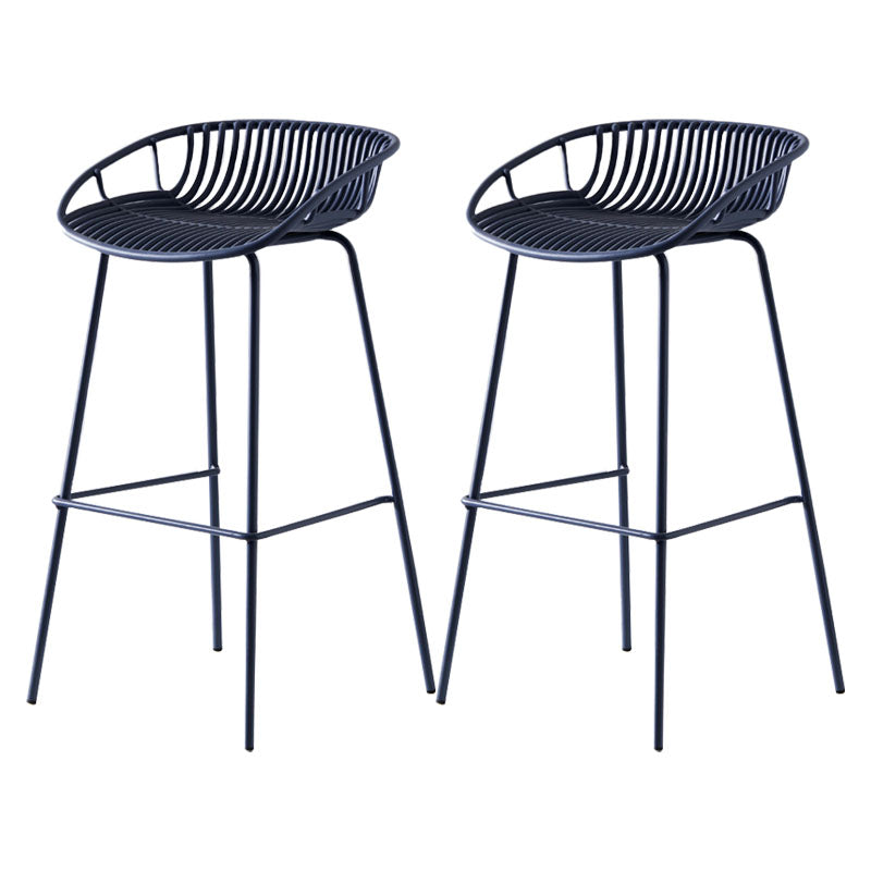 Nordic Metal Low Back Barstool Simple Indoor Tall Stool with Plastic Seat