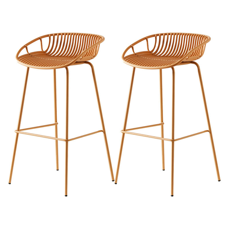 Nordic Metal Low Back Barstool Simple Indoor Tall Stool with Plastic Seat