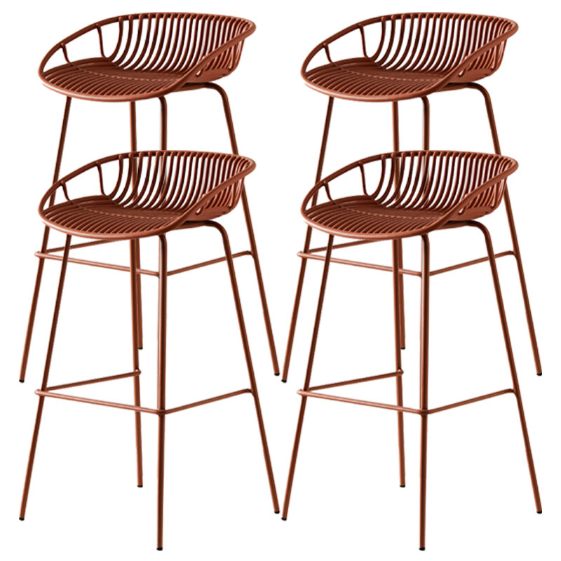 Nordic Metal Low Back Barstool Simple Indoor Tall Stool with Plastic Seat