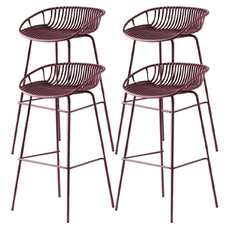 Nordic Metal Low Back Barstool Simple Indoor Tall Stool with Plastic Seat