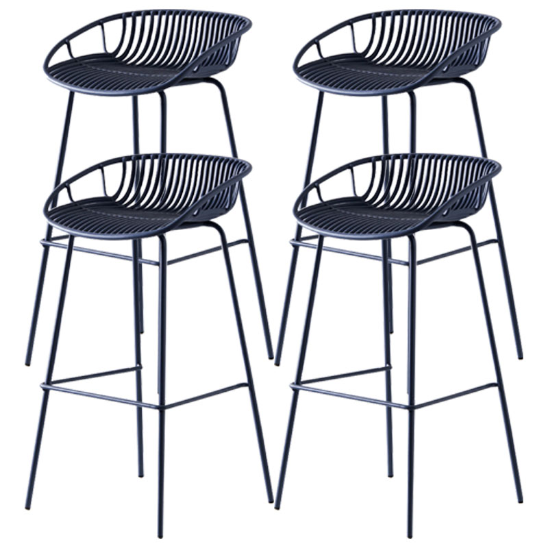 Nordic Metal Low Back Barstool Simple Indoor Tall Stool with Plastic Seat